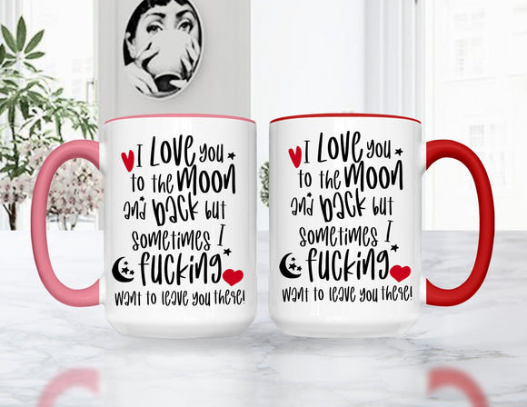 Valentine's Day I Love You To The Moon Mugs, Colored Mugs and Tumblers