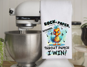 Sassy Kitchen Towel Rock, Paper, Scissors, Throat Punch, I WIN!