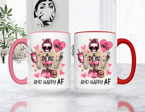 Valentine's Day Still Single and Happy AF Mug, Colored Mug or Tumblers