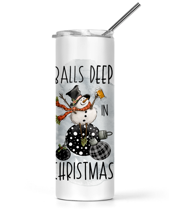 Christmas 20 and 30oz Tall Tumblers Balls Deep In Christmas