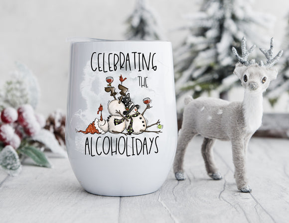 Christmas Wine Tumbler Celebrating the Alcoholidays