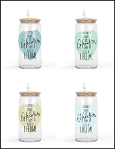 Glass Jar Style Patio Set of 4 Memories Made At Gleniffer Lake Clear Darks