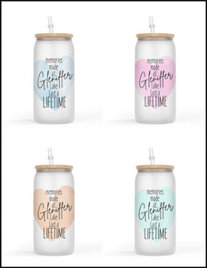 Glass Jar Style Drinkware Patio Set of 4 Memories Made At Glenniffer Lake - Frosted Pastels