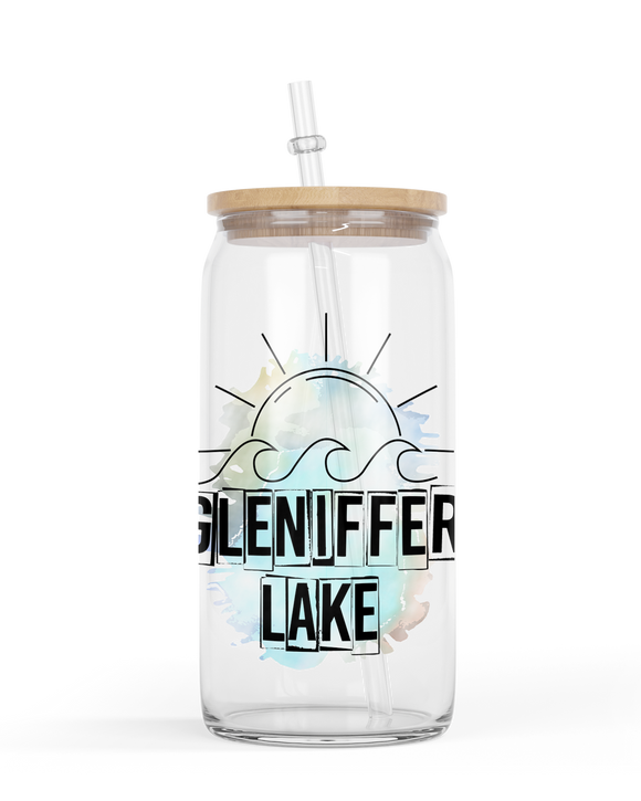 16oz Glass Jar Style Drinkware Frosted or Clear - Gleniffer Lake Box Letters