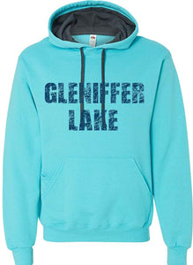 **NEW** Scuba Blue Hoodie Gleniffer Lake Vintage Full Logo