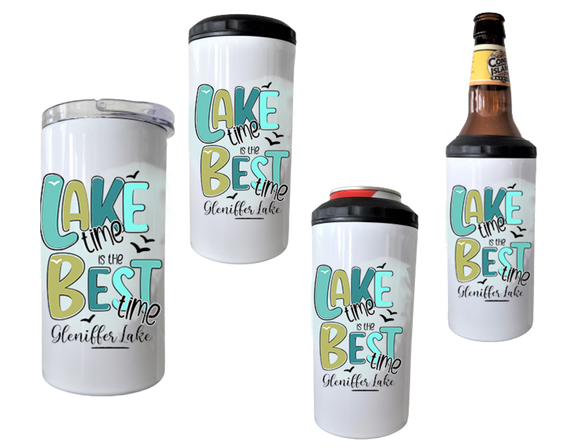 NEW 4 in 1 Insulated Tumbler and Can Cooler Lake Time Is The Best Time