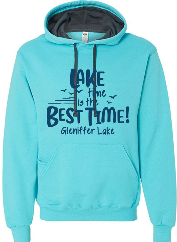 Lake Time Is The Best Time Hoodie Scuba Blue