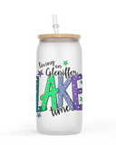 16oz Glass Frosted or Clear Drink Jar Living On Gleniffer Lake Time 2 designs available
