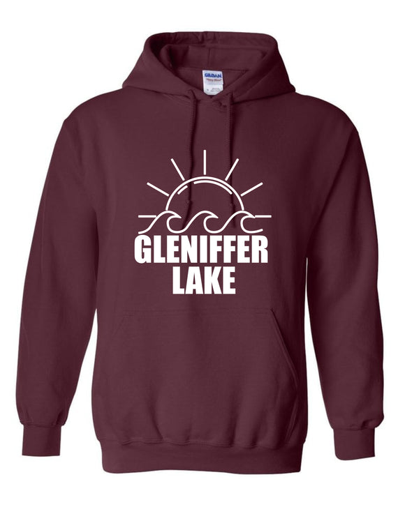 **NEW** Gleniffer Lake Sun Maroon Hoodie Full Logo