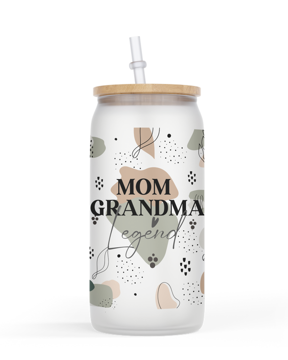 16oz Glass jar Tumbler Mom Grandma Legend