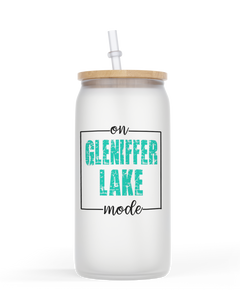 16oz Glass Jar Style Drinkware Frosted or Clear On Lake Mode in 3 colors