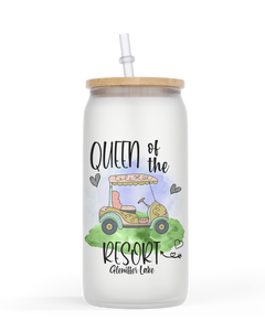 16oz Frosted or Clear Glass Jar Drinkware Queen Of The Resort