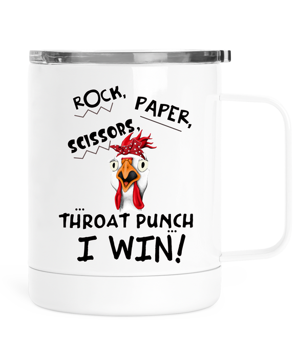 12oz Insulated Mug With Lid Rock Paper Scissors