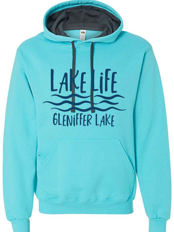 Lake Life Gleniffer Lake Hoodie Scuba Blue Full Logo
