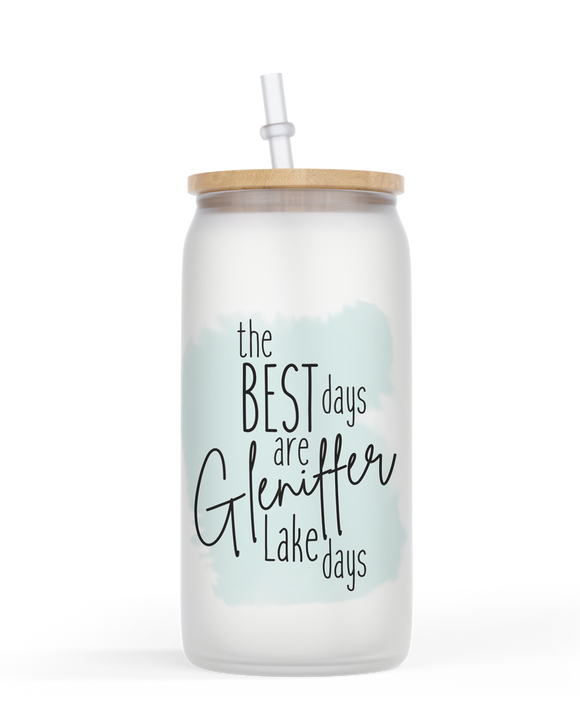 16oz Frosted or Clear Glass Jar Style The Best Days Are Gleniffer Lake Days