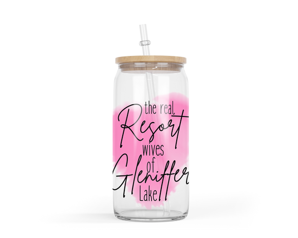 16oz Frosted or Clear Glass Jar The Real Resort Wives of Gleniffer Lake